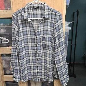 Tattoo Size XL 3 Toned Grey Plaid Casual Button Down Shirt
